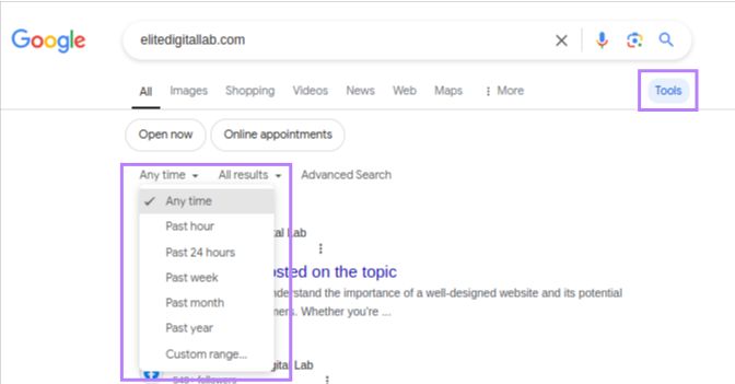Filter Google Search Results
