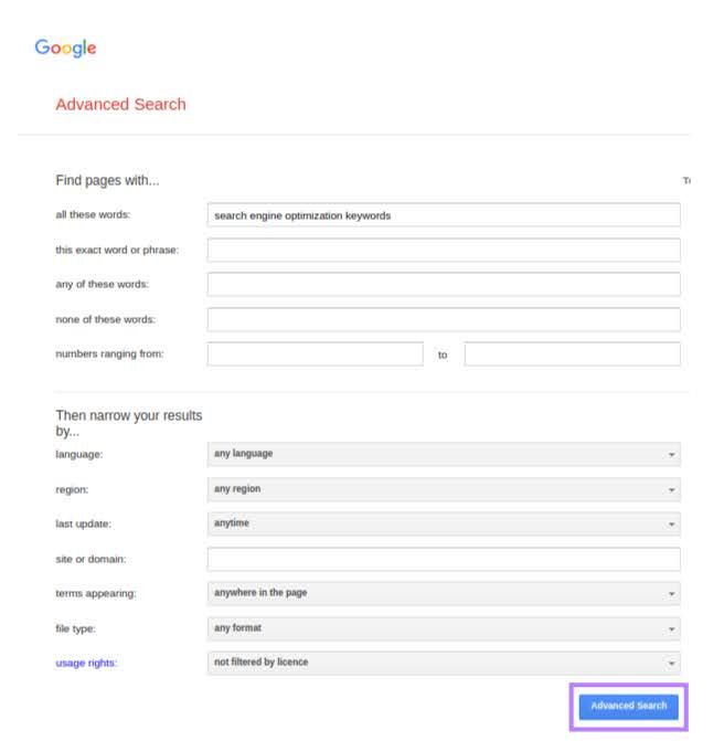Fill in the advanced search fields with the relevant information you are searching for. Then click the "Advanced Search" button to start your search.
