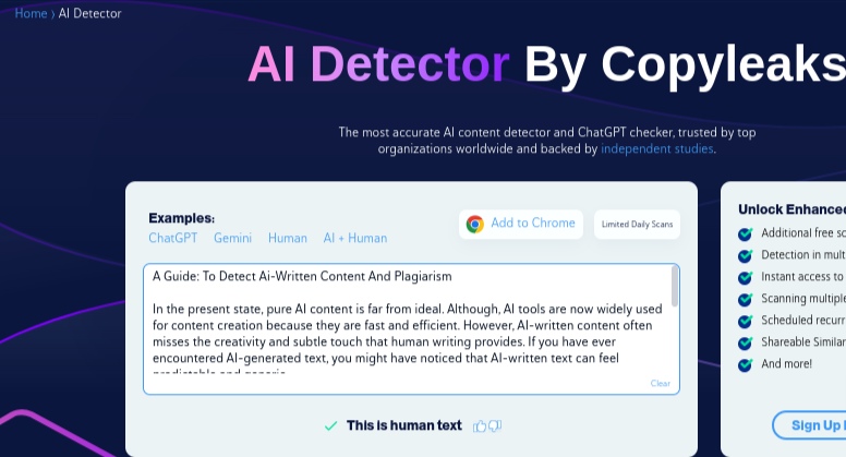 AI Detector By Copyleaks